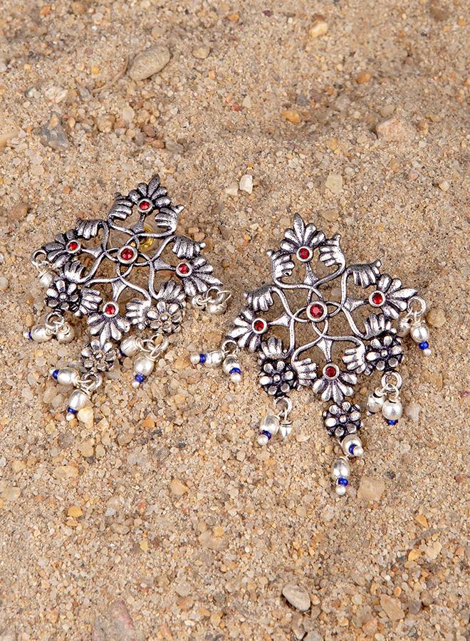 Arabian Nights Antique Oxidized Silver Brass Earrings : 8905124424447