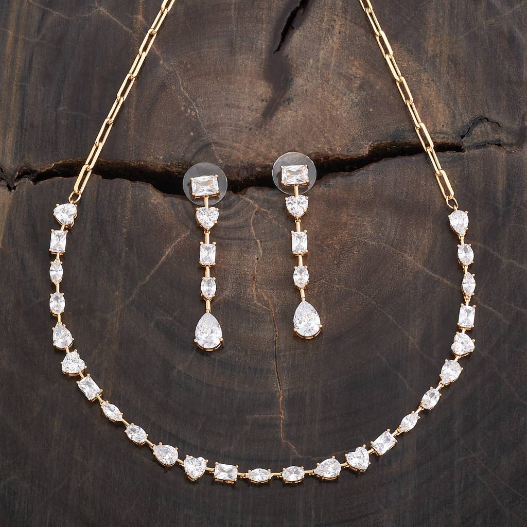 Kushal'S Fashion Jewellery Gold-Plated Zircon Jewellery Set : 412148