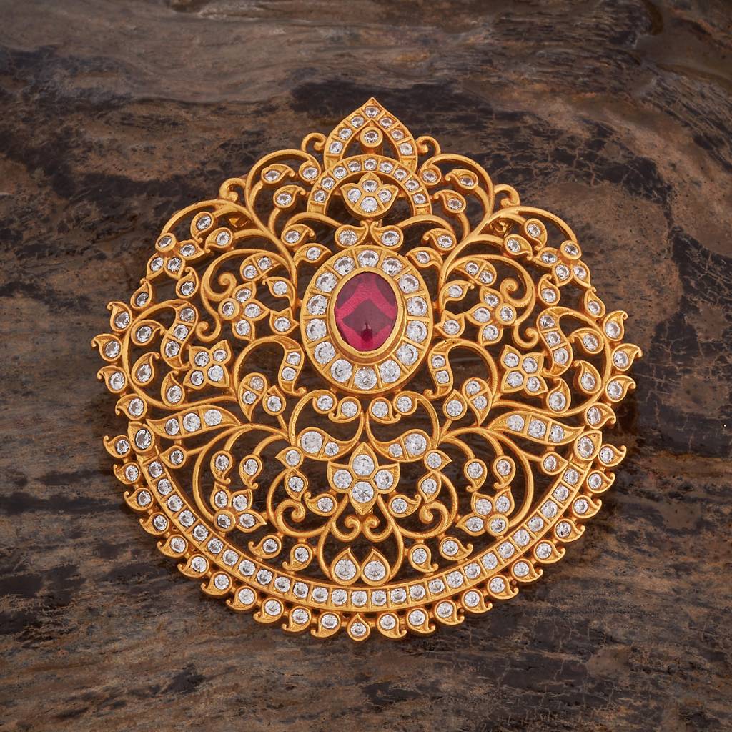 Gold-Plated Ethnic 925 Pure Silver Temple Pendant : 426597