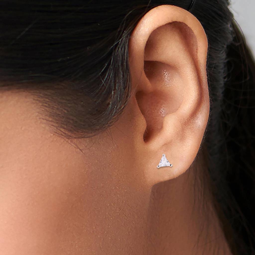 925 Silver Trillion Cut Cz Stud Earrings Â Minimalist Bridesmaid Jewelry : SE_000591