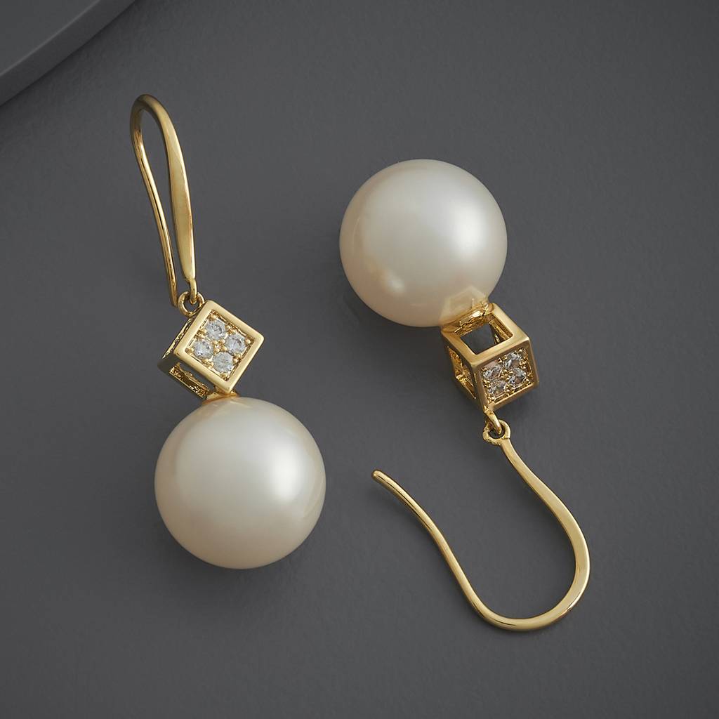 Kushal'S Fashion Jewellery Pearl Party Zircon Drop Earrings-185909 : 443374