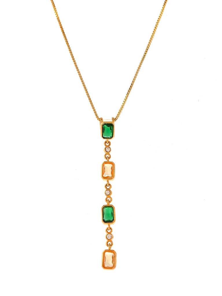 Mothers Day Green And Yellow Emerald Cz Pendant Set With Dangler Earrings : 8905124502060
