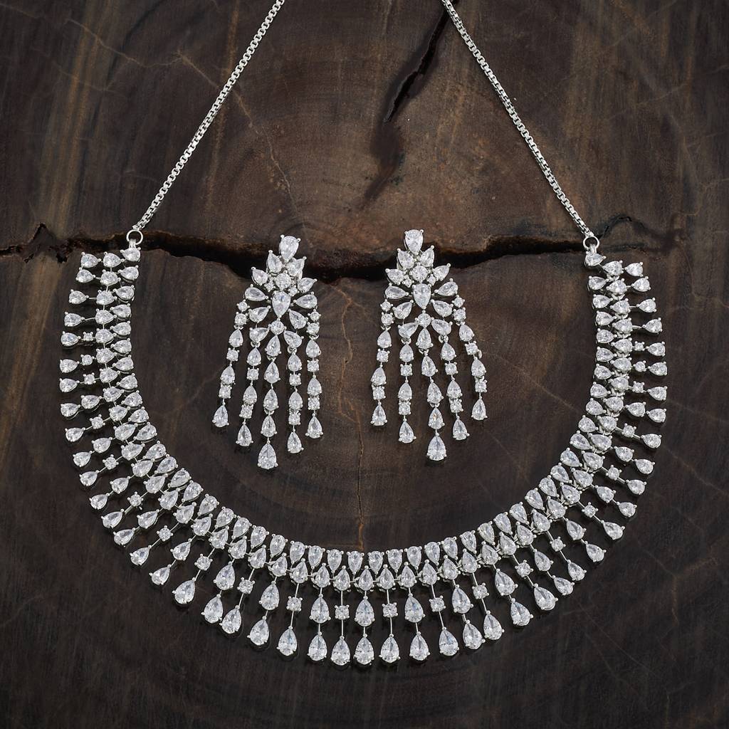 Kushal'S Fashion Jewellery -Plated Party Trendy Zircon Necklace And Earring Set -181563 : 433870