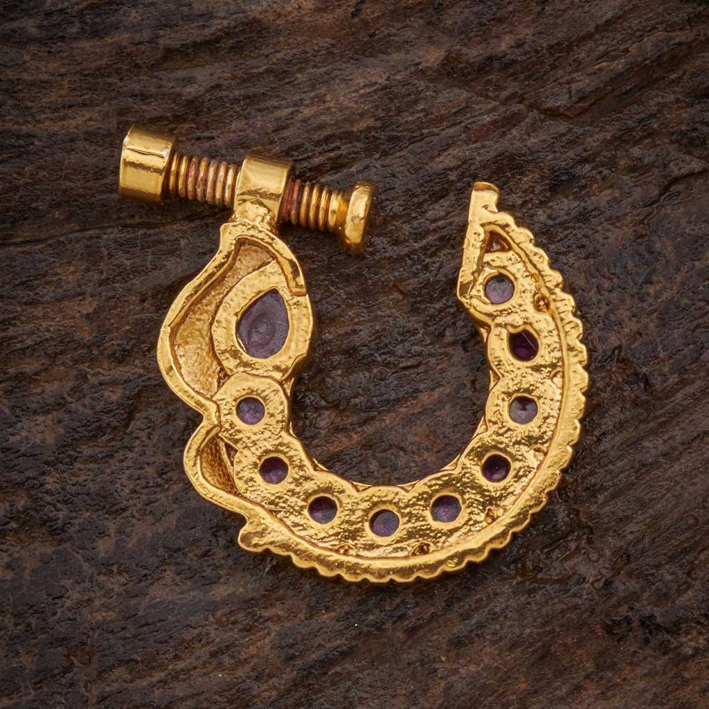 Kushal'S Fashion Jewellery Ruby Gold-Plated Ethnic Antique Nosepin -141923 : 406605
