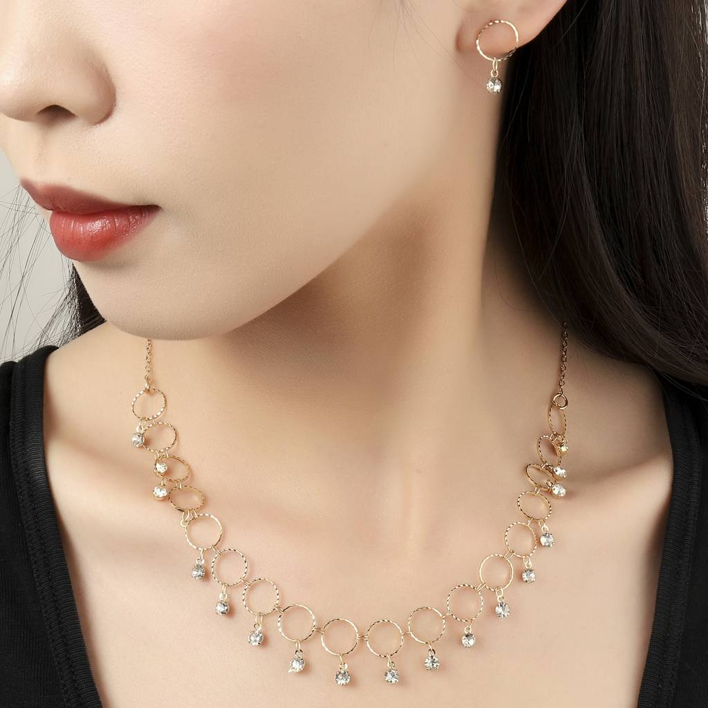 Tassel Treasures Necklace And Earrings Set : EN24243-G-WHT