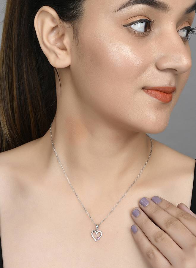 Valentine'S Day Collection Pink Zircon Studded Heart Pendant : 8905124492590