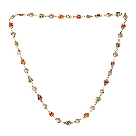 Fashion Jewelry Colorful Butterfly Motif Necklace For Women: Gold Plated Vibrant Butterfly Motif Necklace : OSAK007-IGMCCHAIN