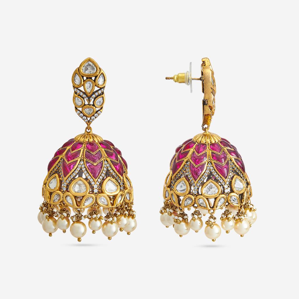 Ethnic Kundan Jhumkas-182254 : 435300