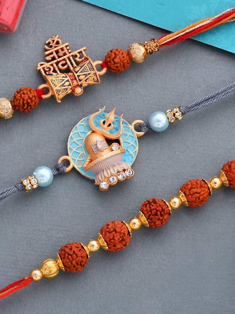 Set Of 3 Deity Inspired Lord Shiva Rakhi : 8905124461978
