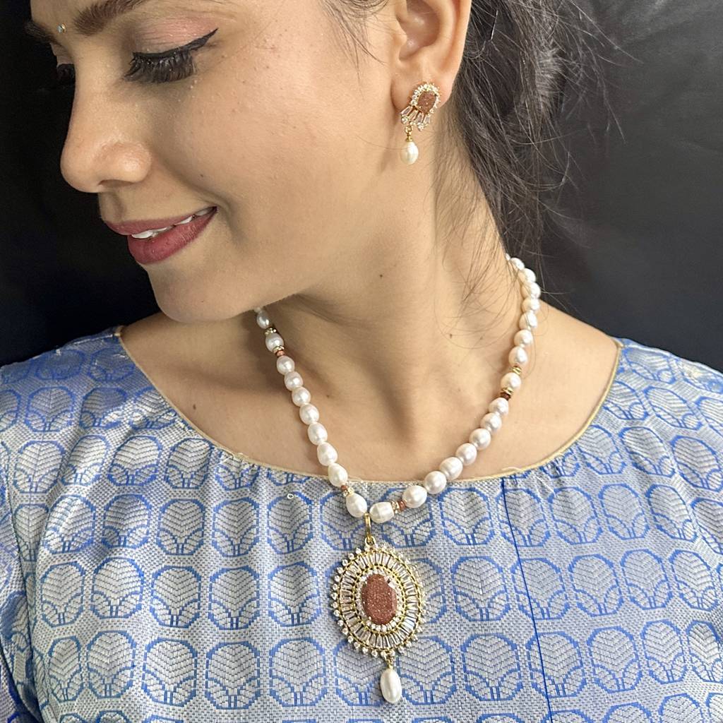 Opal Pearl Necklace Set : JPSEP-24-032