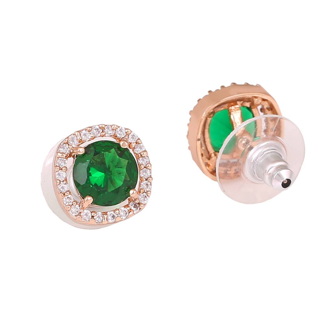 Estele Rose Gold Plated Cz Sparkling Mangalsutra Necklace Set With Green Stones For Women : ADMS037-RGGNNKER