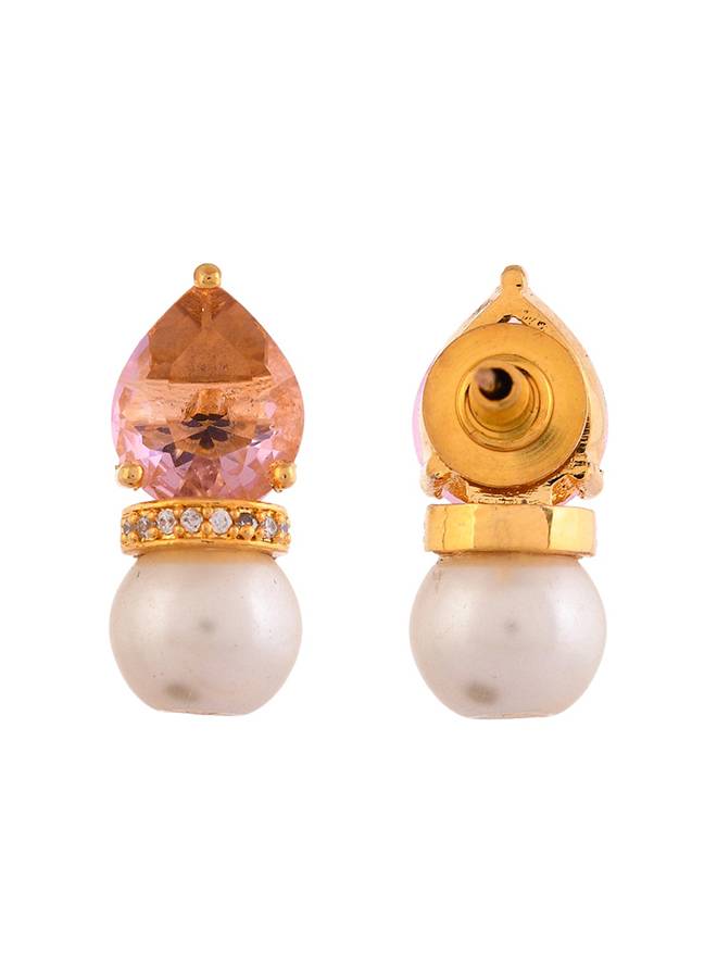 Sparkling Elegance Regal Radiance American Diamond Pearl Earrings : 8905124529258