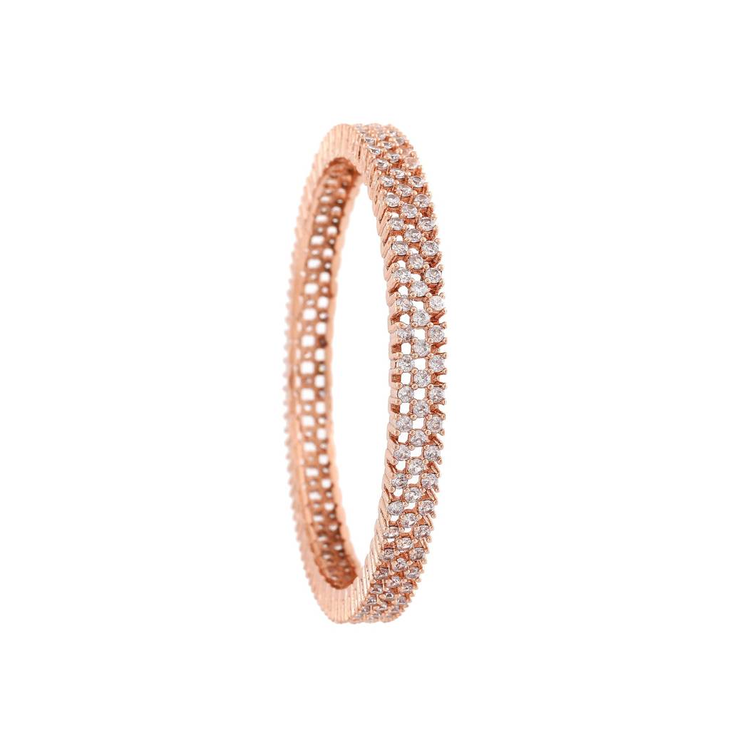 Estele Rosegold Plated Cz Sparkling Designer Bangles For Women : AD-013-RG-28-BANGLE-2.8