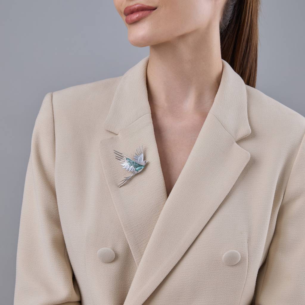 Kushal'S Fashion Jewellery Blue-Green Gold-Plated Party Trendy Zircon Saree Brooch -445172 : 445172