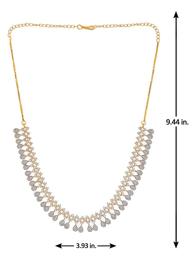 Cz Elegance Layered Dual Tone Stone-Studded Necklace Set : 8905124477979