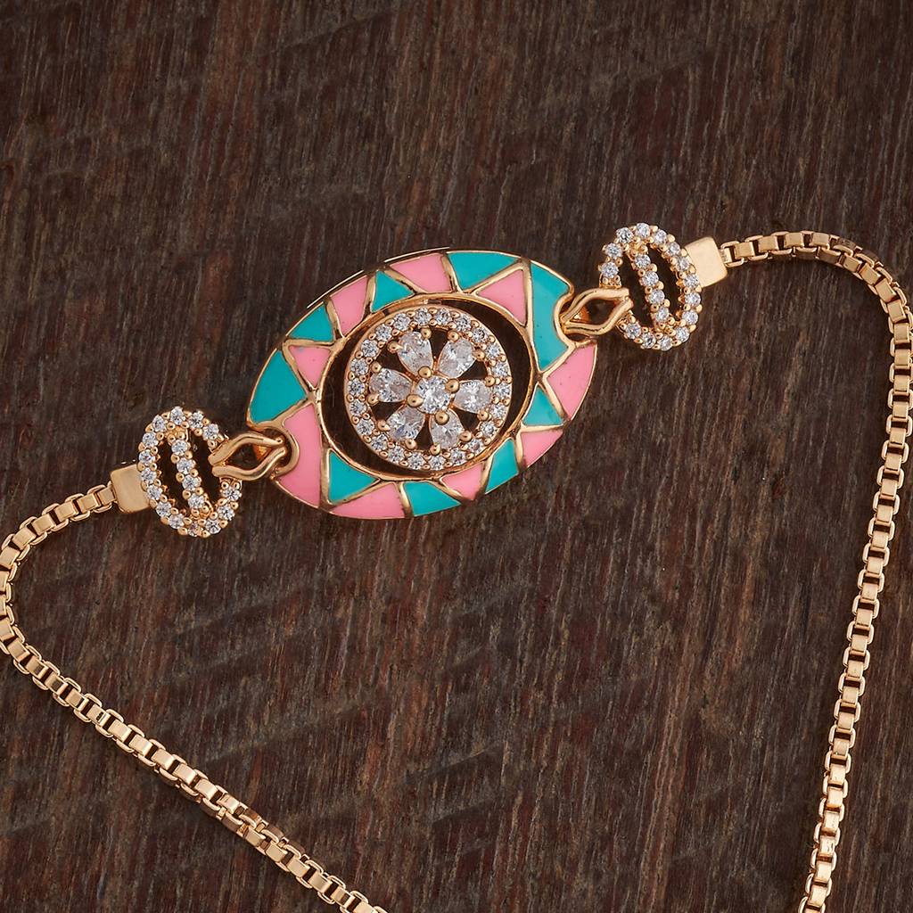 Kushal'S Fashion Jewellery Meena Polish Gold-Plated Party Zircon Bracelet-182263 : 444663