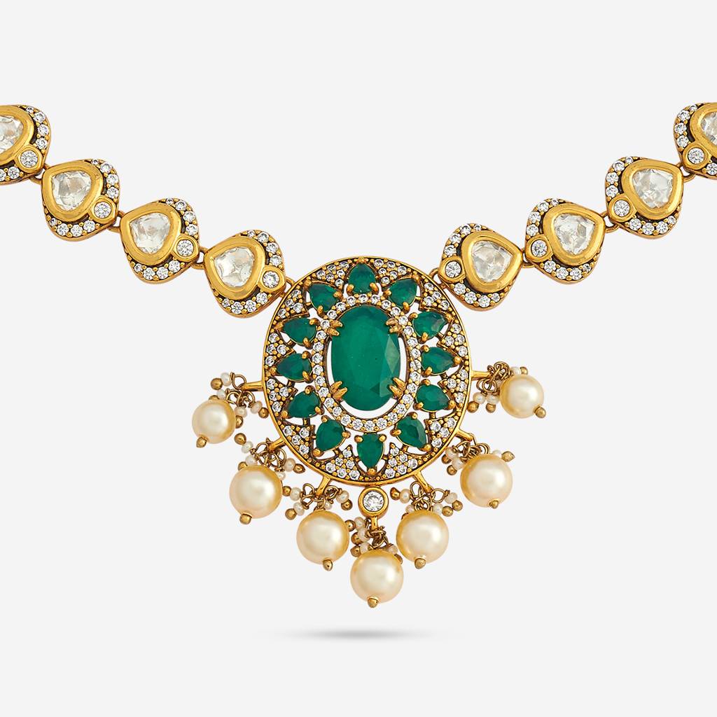 Kushal'S Fashion Jewellery Green Victorian-Plated Ethnic Kundan Jewellery Set -441230 : 441230