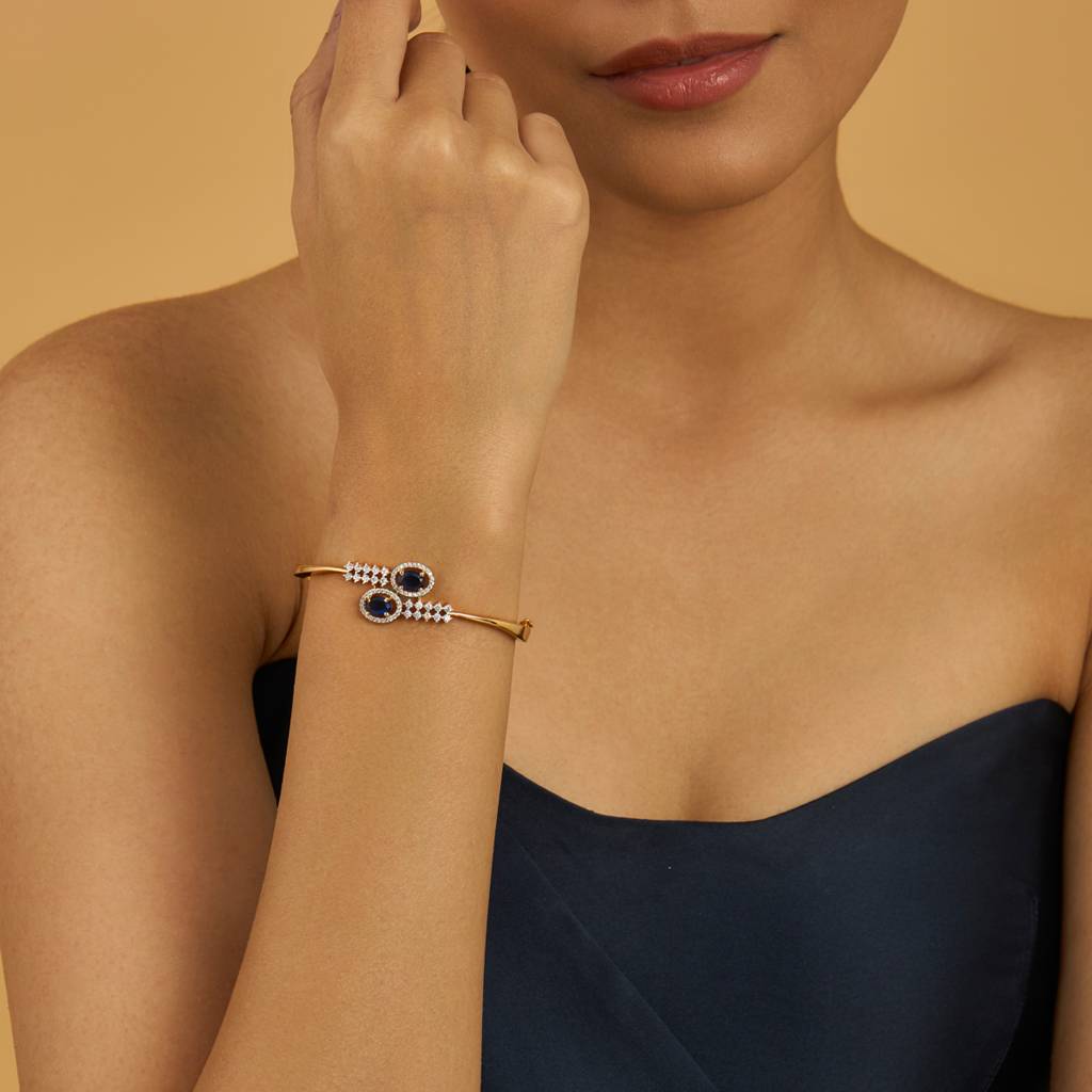 Kushal'S Fashion Jewellery Women White Rhodium-Plated Kada Bangle-178475 : 427458