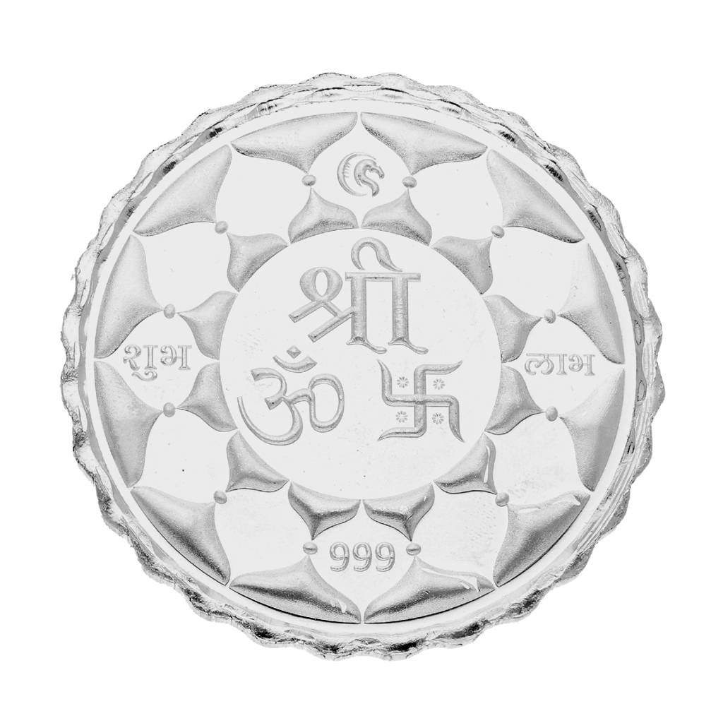 Sri Jagdamba Pearls 20 Grams Saraswathi Ganesh And Lakshmi Silver Coin : SJSC006R99