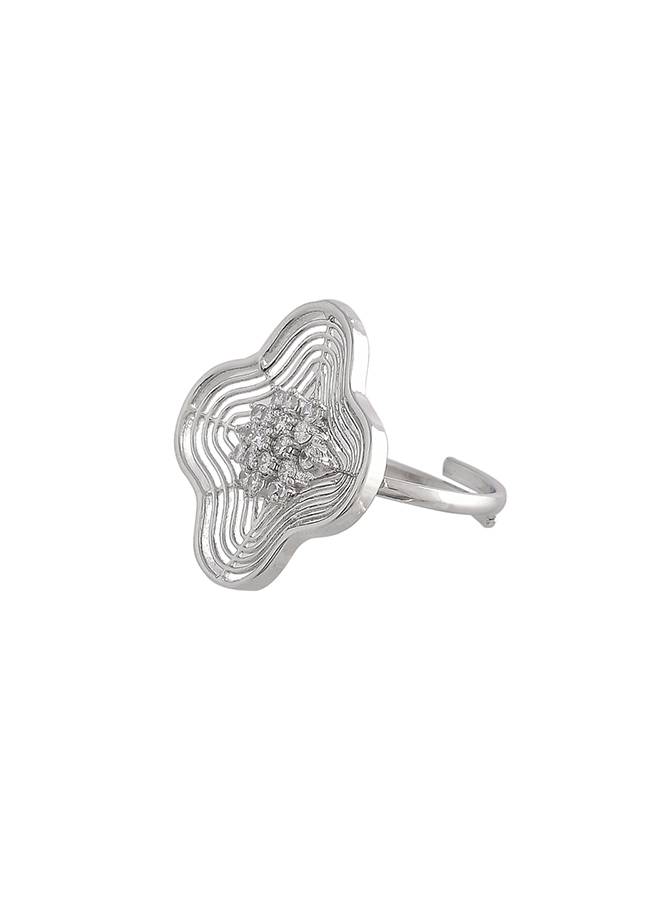 Sparkling Elegance Edgy Floral Motif Cz Ring-Jibom20179 : 8905124504286