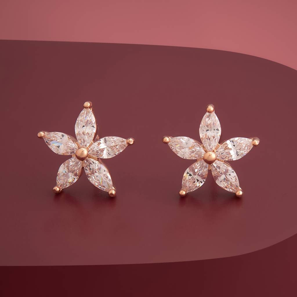 Kushal'S Fashion Jewellery Plated Zircon 92.5 Sterling Silver Studs-161234 : 437119