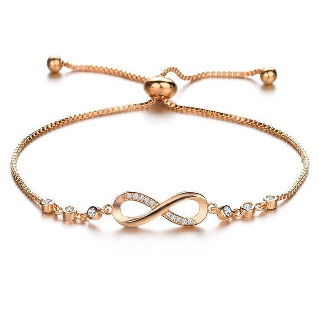 Gold Plated Cubic Zirconia Studded Style Adjustable Bracelet Fashion Jewellery For Women & Girls : PX8B47G