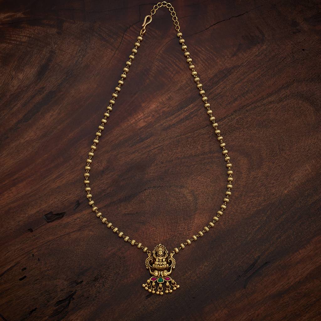 Kushal'S Fashion Jewellery Ruby-Green Gold-Plated Ethnic Antique Necklace-181048 : 432984