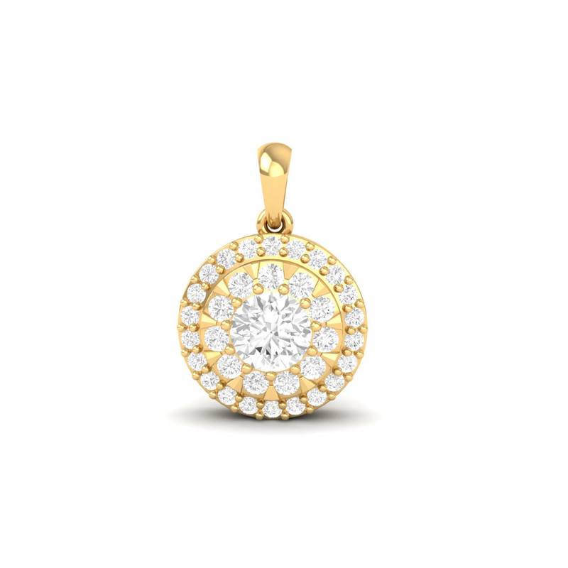 1.0Ct Moissanite Round Cluster Pendant With Gra Certificate : TGDP-14