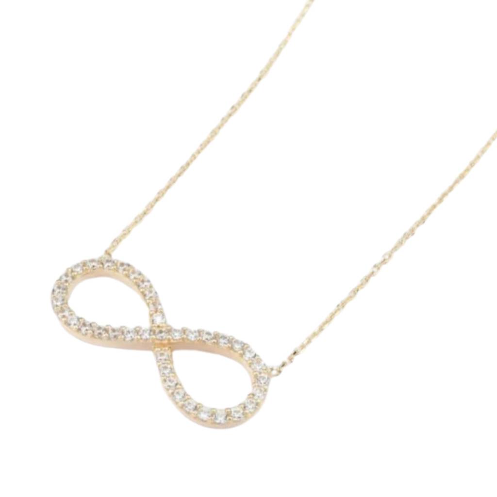Infinity Love Golden Crystal Necklace : NS11793