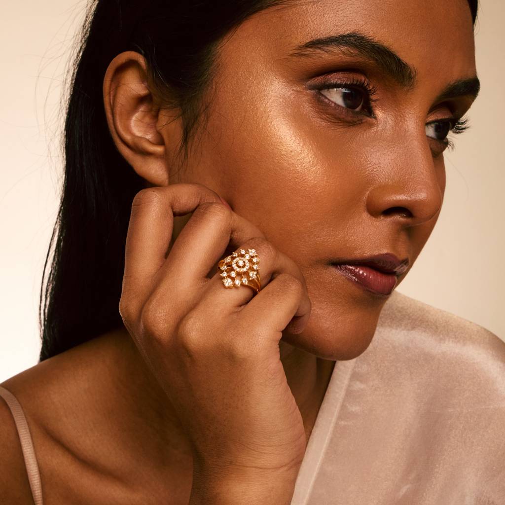 White Gold-Plated Party Zircon Finger Ring - 457563 : 457563