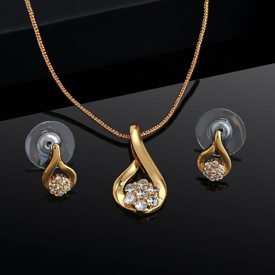 Estele Gold Plated Cz Jasmine Flower Designer Necklace Set For Women : AD-306NKER