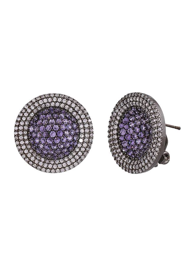 Sparkling Elegance Purple And White Round Cut Cz Earrings : 8905124522815
