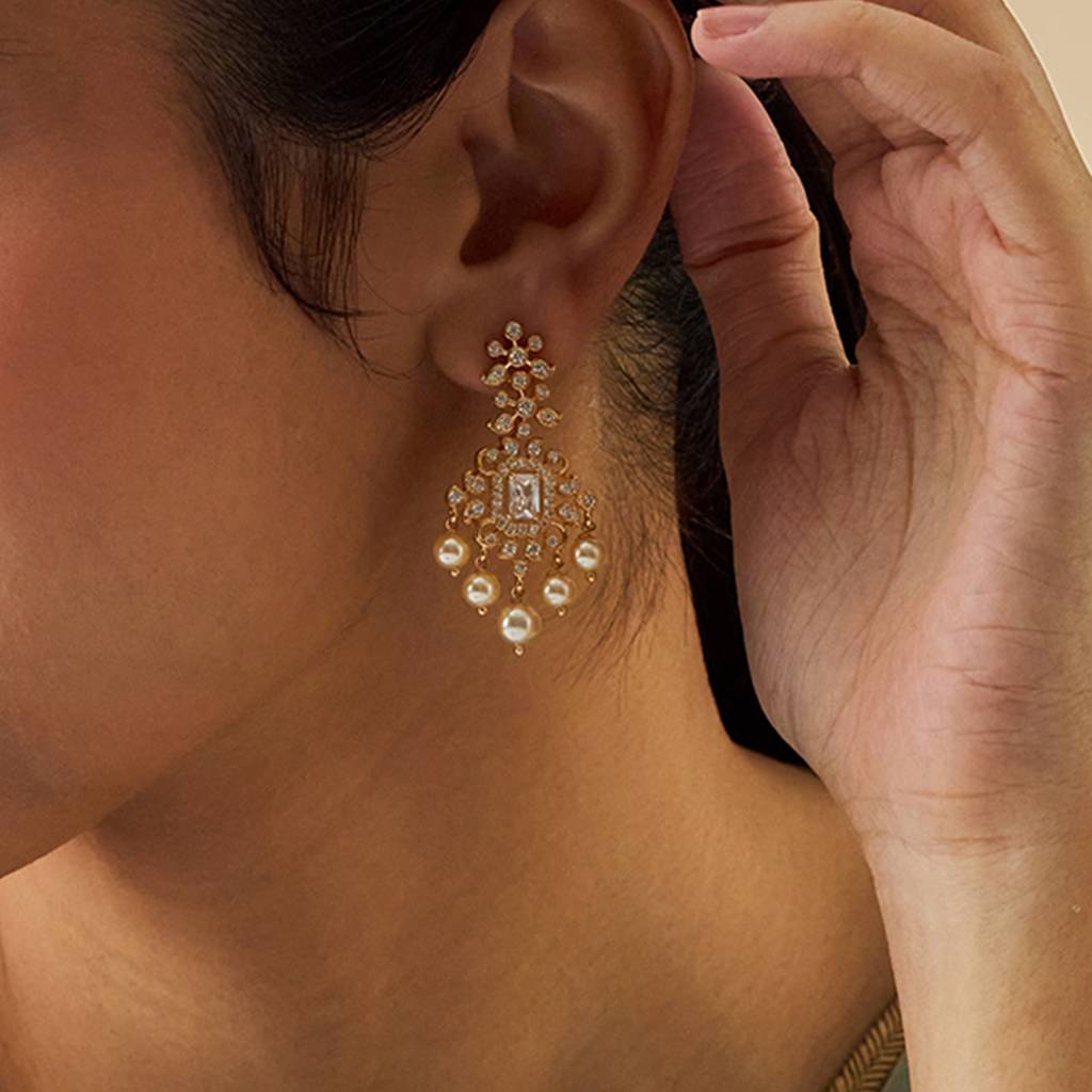 Kushal'S Fashion Jewellery Plated Party Zircon Drop Earrings-175774 : 421355