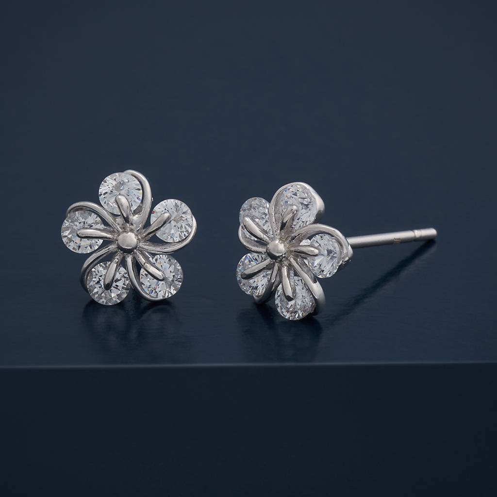 Kushal'S Fashion Jewellery Plated Zircon 92.5 Sterling Silver Studs-183116 : 437239