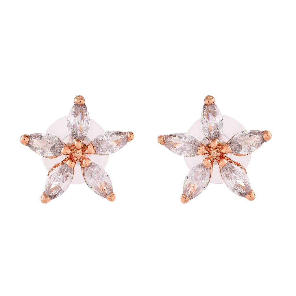 Estele Rosegold Plated Cz Marquise Star Necklace Set For Women : AD-288-RGNKER