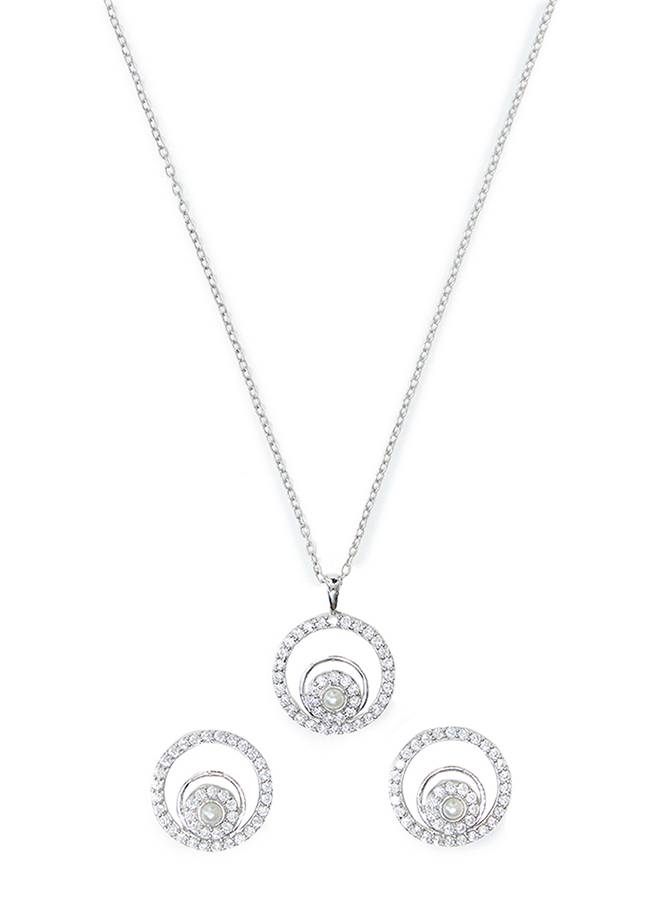 Spiral Shaped Pearly Whites Pendant Set : 8905124451092