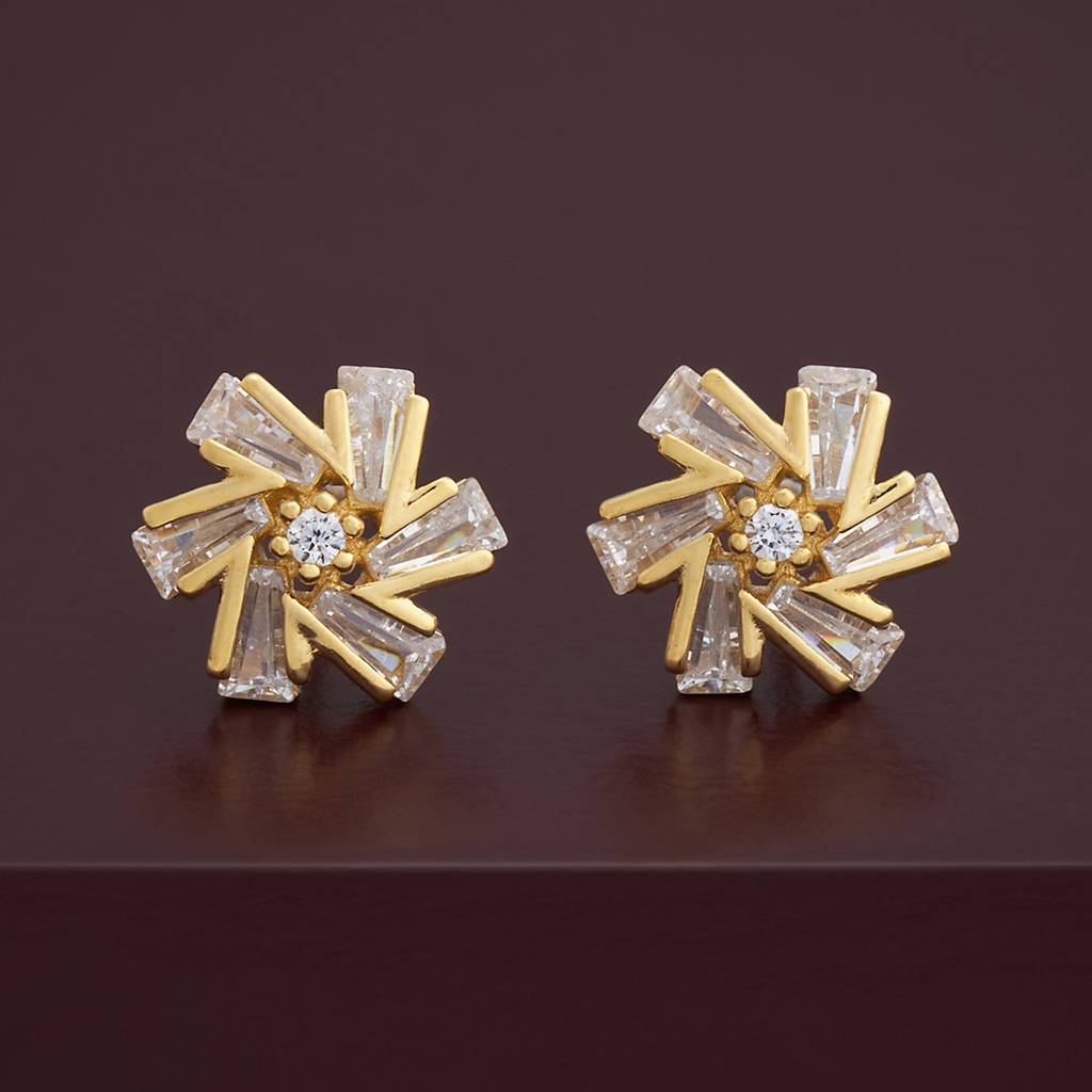 Kushal'S Fashion Jewellery Plated Zircon 92.5 Sterling Silver Studs-183118 : 437243