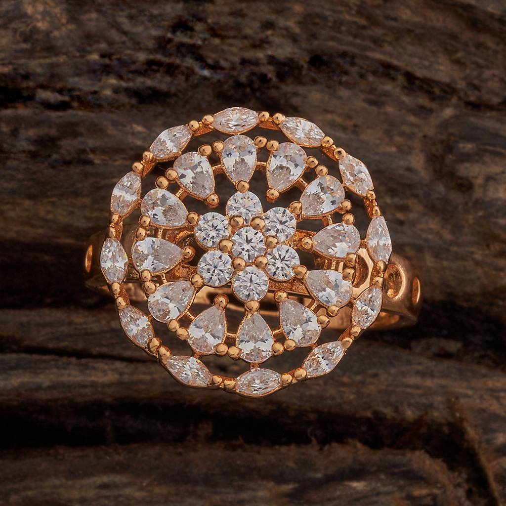 Kushal'S Fashion Jewellery White Cz-Studded Gold-Plated Finger Ring-178520 : 427493
