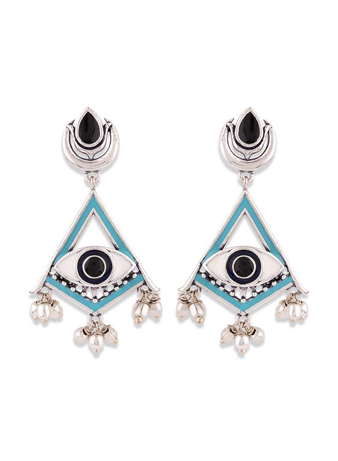 Evil Eyes Aztec Triangle Earrings : 8905124093001