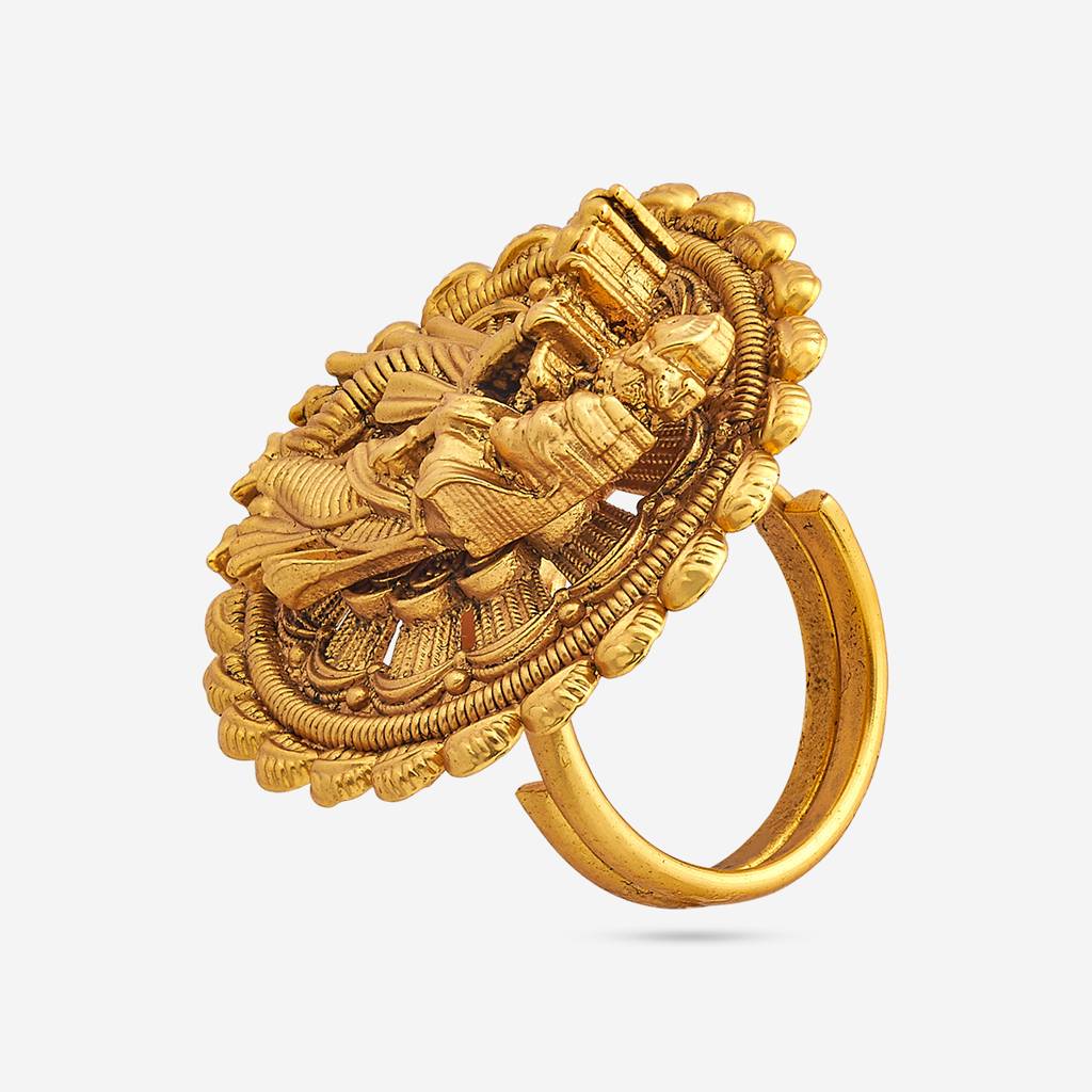 Gold Gold-Plated Ethnic Antique Finger Ring-447884 : 447884
