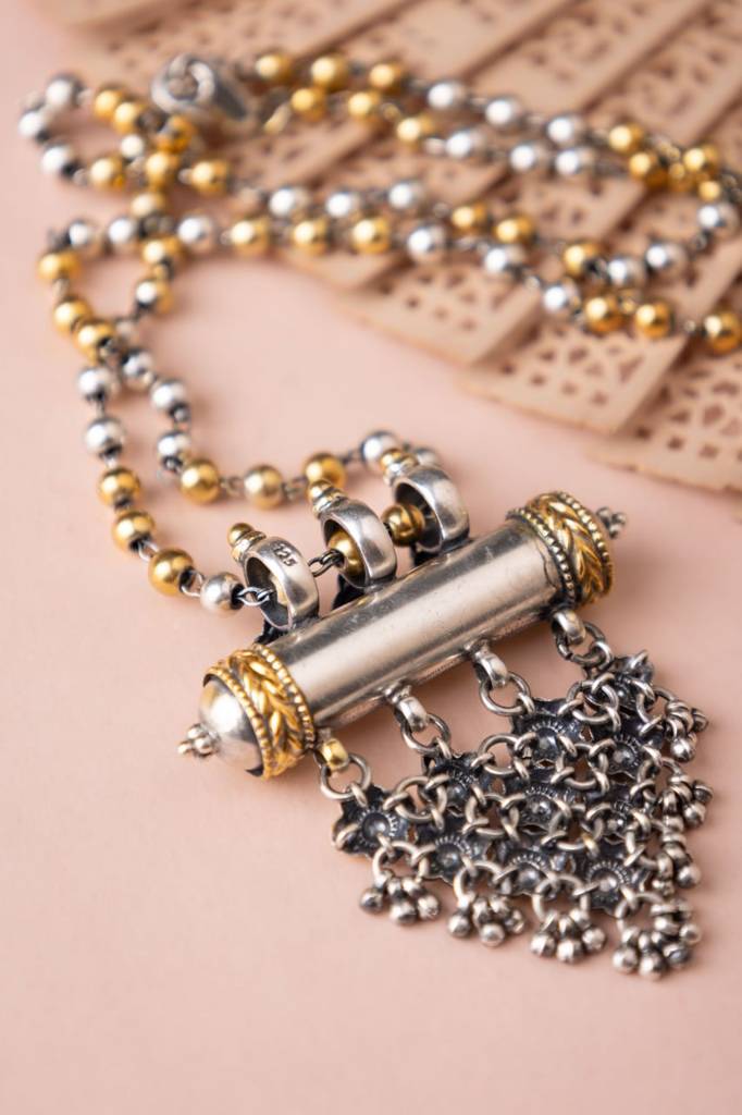 Moh Jali Vintage Inspired Dual Tone Necklace : SK189653