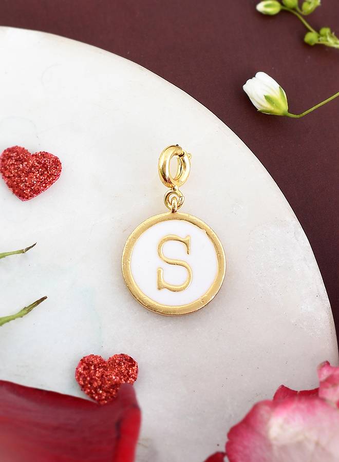 Valentine'S Day Collection Alphabet White Enamel Charm : 8905124491777