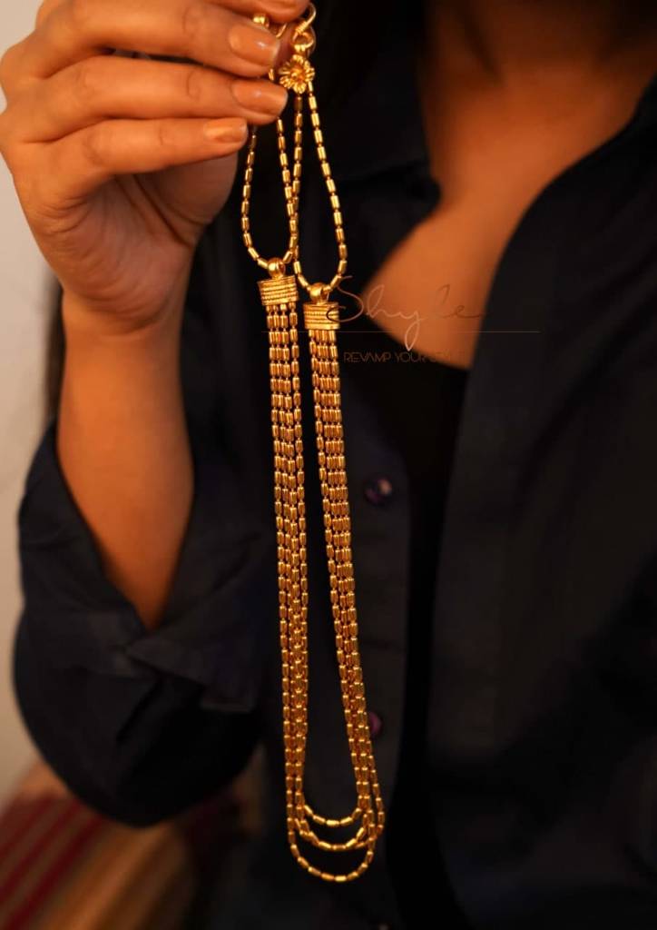 Moh Fine Layered Back Flower Motif Gold Plated Necklace : SN1145