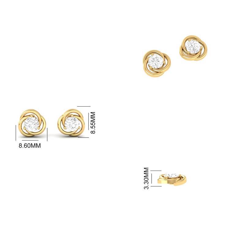 0.75Ct Knot Solitaire Moissanite Stud Earrings In 14Kt Gold Over Sterling Silver : TGDE-178