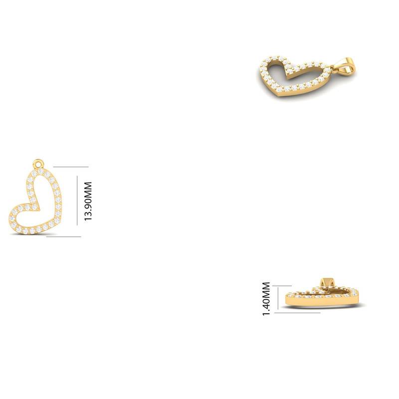 14K Gold Plated Moissanite Heart Pendant Necklace : TGDP-289-Y