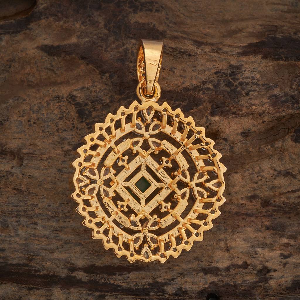 Green Gold-Plated Party Zircon Pendant-432298 : 432298