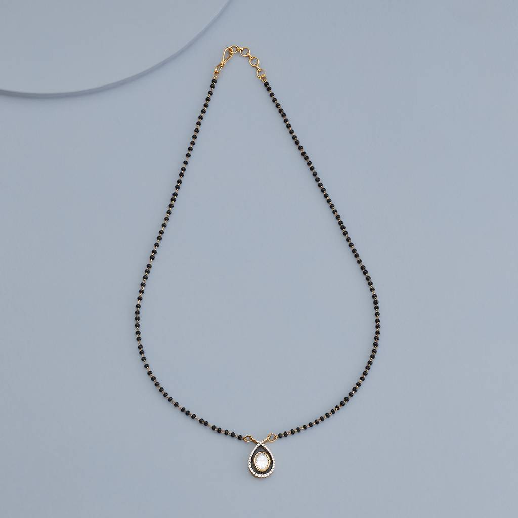 Kushal'S Fashion Jewellery White Victorian Plated Casual Wear Kundan Mangalsutra : 415294