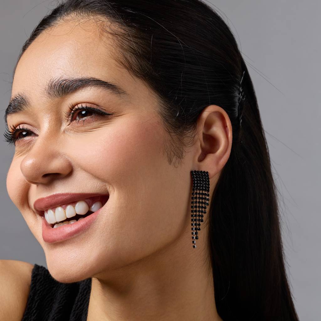 Kushal'S Fashion Jewellery Black Party Trendy Zircon Drop Earrings -456233 : 456233