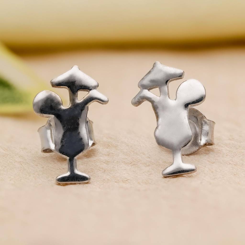 925 Silver Cocktail Glass Earrings | Fun Statement Jewelry Gift : SE_000806