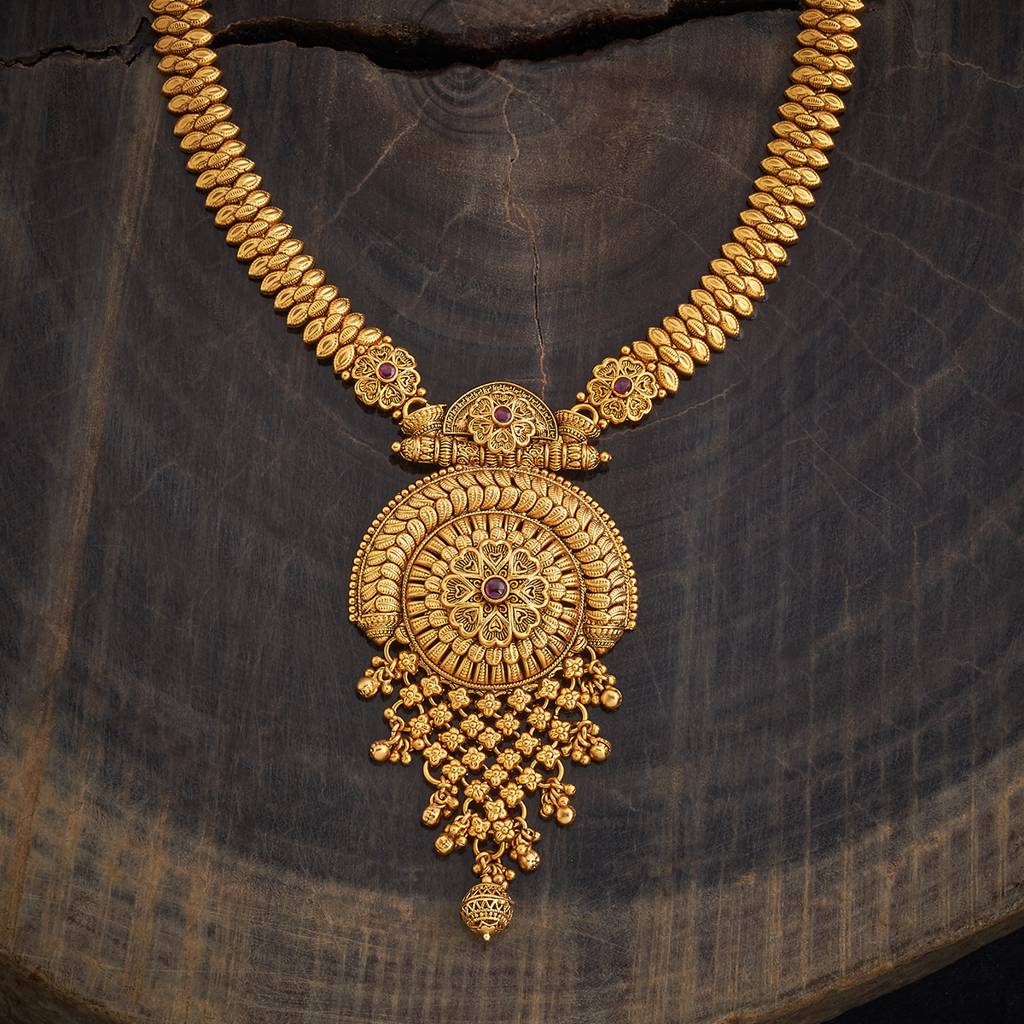 Kushal'S Fashion Jewellery Ruby Gold-Plated Ethnic Antique Necklace-181342 : 433449